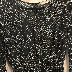 LUSH Black & White Long Sleeve A Line Mini Dress